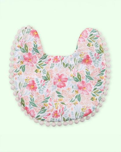 Polka Tots Floral Bow Headband & Bib Set-Adjustable Elastic & Super Absorbent-Pink-Pack of 3-For Infants