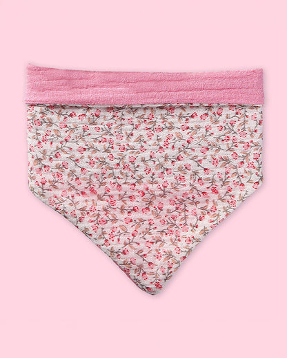Polka Tots Baby Girl Floral Headband & Bib Set-Adjustable Elastic & Super Absorbent-Pink-Pack of 3-For Infants