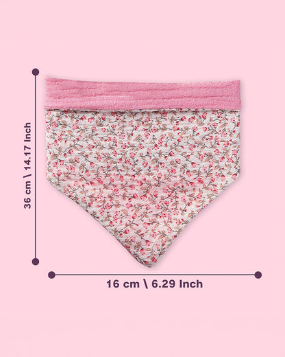 Polka Tots Baby Girl Floral Headband & Bib Set-Adjustable Elastic & Super Absorbent-Pink-Pack of 3-For Infants