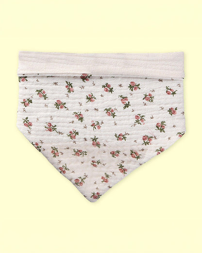 Polka Tots Baby Girl Floral Headband & Bib Set-Adjustable Elastic & Super Absorbent-White-Pack of 3-For Infants