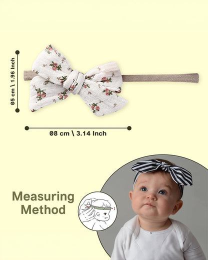 Polka Tots Baby Girl Floral Headband & Bib Set-Adjustable Elastic & Super Absorbent-White-Pack of 3-For Infants