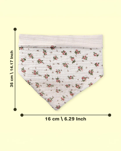 Polka Tots Baby Girl Floral Headband & Bib Set-Adjustable Elastic & Super Absorbent-White-Pack of 3-For Infants