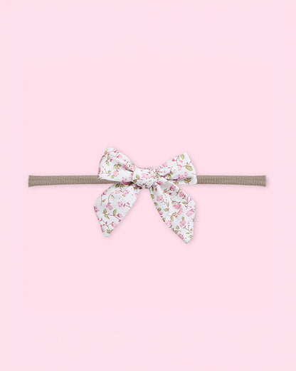 Polka Tots Floral Bow Headband & Bib Set-Adjustable Elastic & Super Absorbent-White-Pack of 3-For Infants