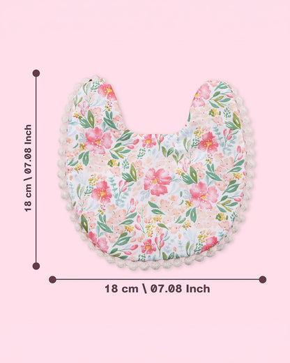 Polka Tots Floral Bow Headband & Bib Set-Adjustable Elastic & Super Absorbent-White-Pack of 3-For Infants