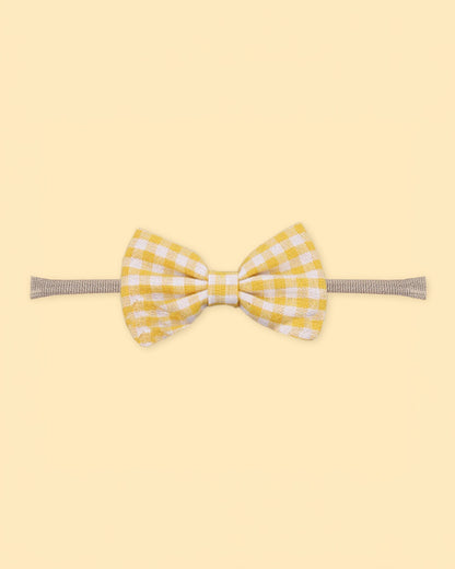 Polka Tots Floral Bow Headband & Bib Set-Adjustable Elastic & Super Absorbent-Yellow-Pack of 3-For Infants