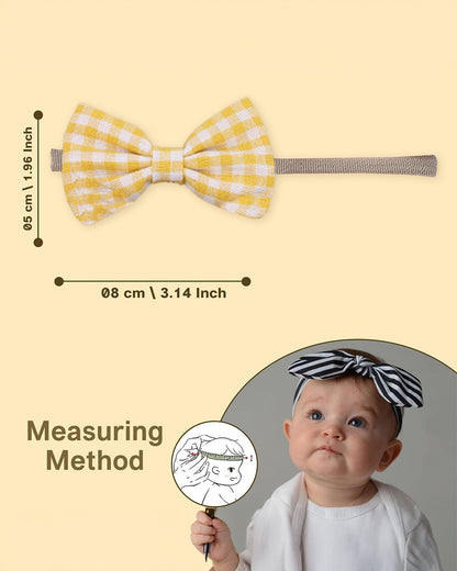 Polka Tots Floral Bow Headband & Bib Set-Adjustable Elastic & Super Absorbent-Yellow-Pack of 3-For Infants