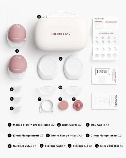 Momcozy M9 Double Wearable Electric Breast Pump-3rd-Gen Motor for Superior Performance-Multiple Modes-15 Levels-Flange Size-24mm-Cozy Red