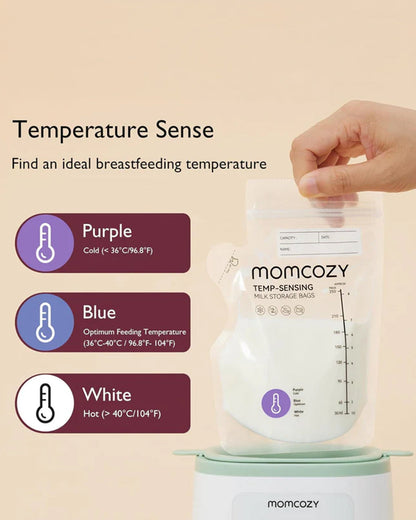 Momcozy Spout Breast Milk Storage Bags-Disposable-Color Changing Temperature Indicator-No Leak-Pack of 60-250ml