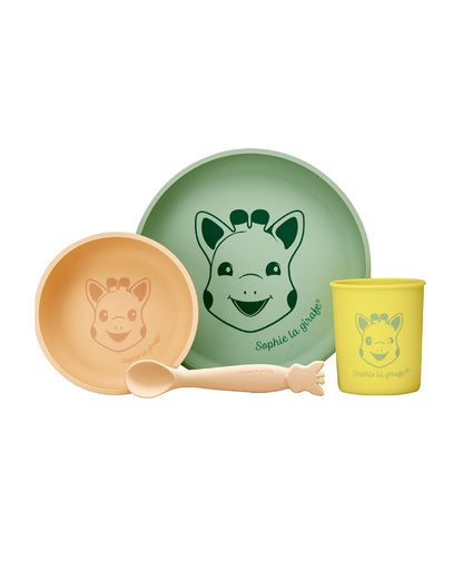 Sophie La Girafe Silicone Meal Set-Dishwasher & Microwave Safe-Pack of 4-Multicolor
