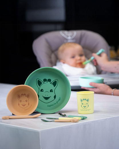 Sophie La Girafe Silicone Meal Set-Dishwasher & Microwave Safe-Pack of 4-Multicolor