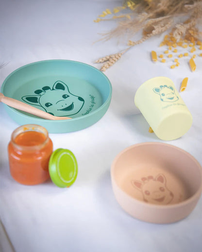 Sophie La Girafe Silicone Meal Set-Dishwasher & Microwave Safe-Pack of 4-Multicolor