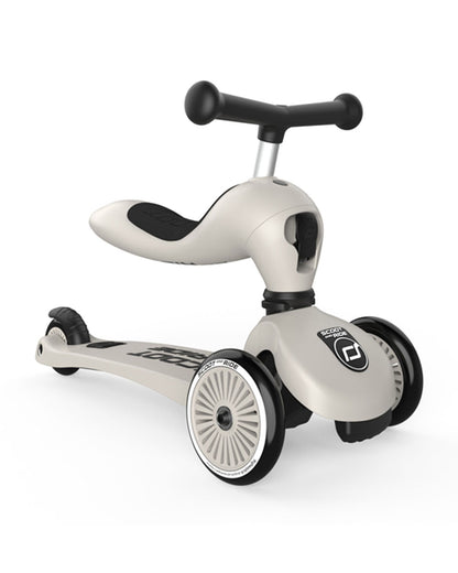 Scoot and Ride Highkick 1 Scooter-Easily Converts from Seat Scooter into Kickboard-Weight Shift Steering-Height Adjustable Seat & Handle-From 1 to 5Y (Upto 50 kg)-Ash