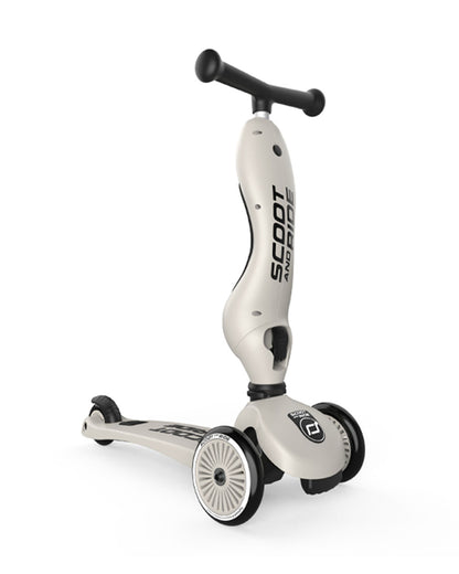 Scoot and Ride Highkick 1 Scooter-Easily Converts from Seat Scooter into Kickboard-Weight Shift Steering-Height Adjustable Seat & Handle-From 1 to 5Y (Upto 50 kg)-Ash