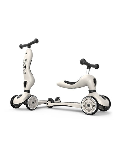 Scoot and Ride Highkick 1 Scooter-Easily Converts from Seat Scooter into Kickboard-Weight Shift Steering-Height Adjustable Seat & Handle-From 1 to 5Y (Upto 50 kg)-Ash