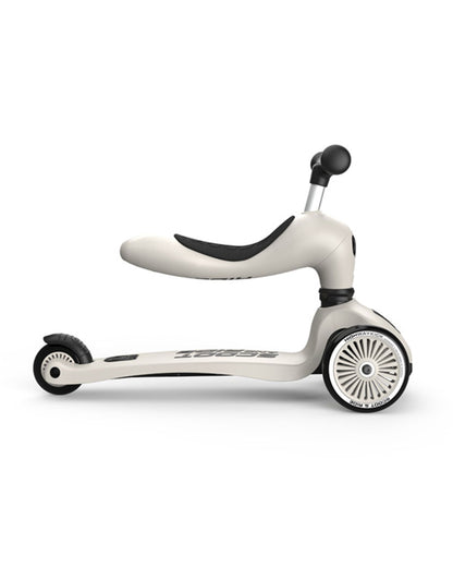 Scoot and Ride Highkick 1 Scooter-Easily Converts from Seat Scooter into Kickboard-Weight Shift Steering-Height Adjustable Seat & Handle-From 1 to 5Y (Upto 50 kg)-Ash