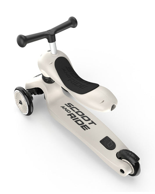 Scoot and Ride Highkick 1 Scooter-Easily Converts from Seat Scooter into Kickboard-Weight Shift Steering-Height Adjustable Seat & Handle-From 1 to 5Y (Upto 50 kg)-Ash
