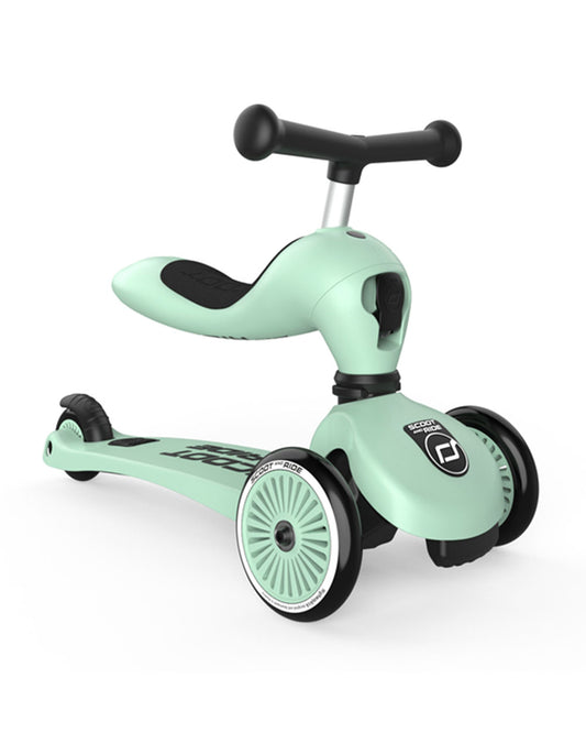 Scoot and Ride Highkick 1 Scooter-Easily Converts from Seat Scooter into Kickboard-Weight Shift Steering-Height Adjustable Seat & Handle-From 1 to 5Y (Upto 50 kg)-Kiwi
