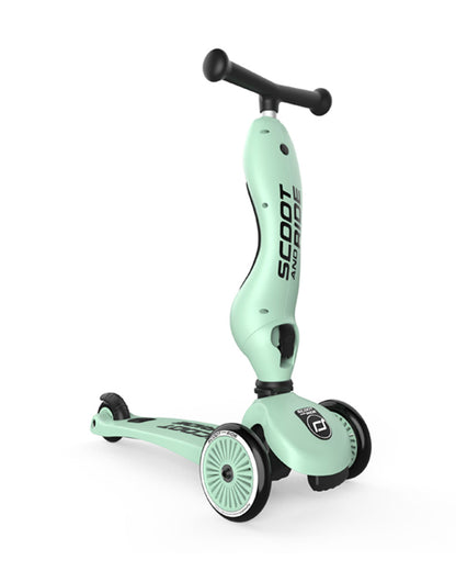 Scoot and Ride Highkick 1 Scooter-Easily Converts from Seat Scooter into Kickboard-Weight Shift Steering-Height Adjustable Seat & Handle-From 1 to 5Y (Upto 50 kg)-Kiwi