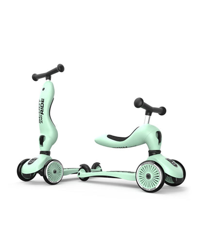 Scoot and Ride Highkick 1 Scooter-Easily Converts from Seat Scooter into Kickboard-Weight Shift Steering-Height Adjustable Seat & Handle-From 1 to 5Y (Upto 50 kg)-Kiwi