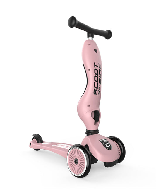 Scoot and Ride Highkick 1 Scooter-Easily Converts from Seat Scooter into Kickboard-Weight Shift Steering-Height Adjustable Seat & Handle-From 1 to 5Y (Upto 50 kg)-Rose