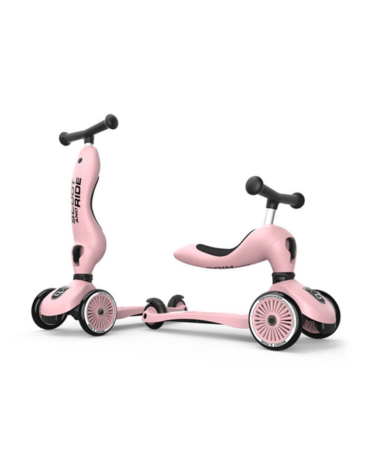 Scoot and Ride Highkick 1 Scooter-Easily Converts from Seat Scooter into Kickboard-Weight Shift Steering-Height Adjustable Seat & Handle-From 1 to 5Y (Upto 50 kg)-Rose