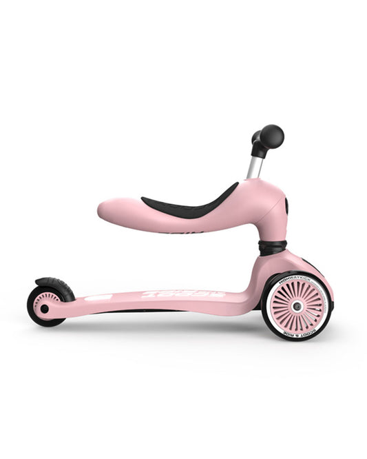 Scoot and Ride Highkick 1 Scooter-Easily Converts from Seat Scooter into Kickboard-Weight Shift Steering-Height Adjustable Seat & Handle-From 1 to 5Y (Upto 50 kg)-Rose