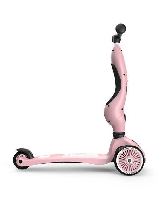 Scoot and Ride Highkick 1 Scooter-Easily Converts from Seat Scooter into Kickboard-Weight Shift Steering-Height Adjustable Seat & Handle-From 1 to 5Y (Upto 50 kg)-Rose