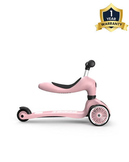 Scoot and Ride Highkick 1 Scooter-Easily Converts from Seat Scooter into Kickboard-Weight Shift Steering-Height Adjustable Seat & Handle-From 1 to 5Y (Upto 50 kg)-Rose