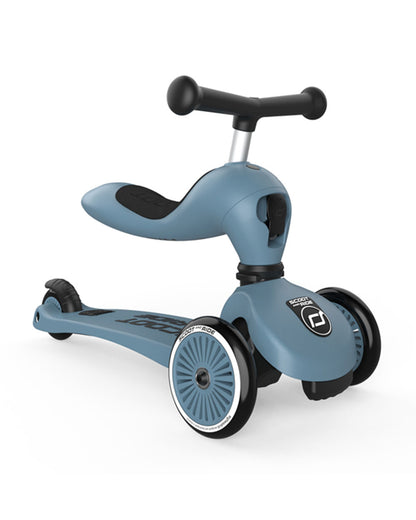 Scoot and Ride Highkick 1 Scooter-Easily Converts from Seat Scooter into Kickboard-Weight Shift Steering-Height Adjustable Seat & Handle-From 1 to 5Y (Upto 50 kg)-Steel