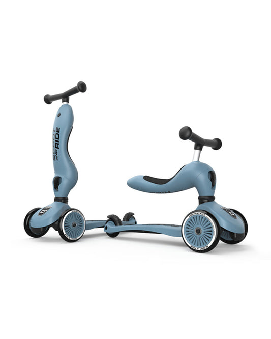 Scoot and Ride Highkick 1 Scooter-Easily Converts from Seat Scooter into Kickboard-Weight Shift Steering-Height Adjustable Seat & Handle-From 1 to 5Y (Upto 50 kg)-Steel