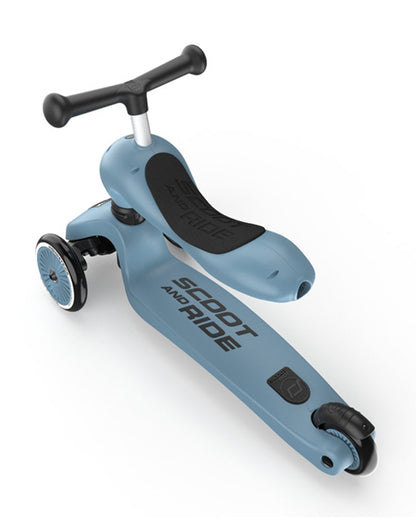 Scoot and Ride Highkick 1 Scooter-Easily Converts from Seat Scooter into Kickboard-Weight Shift Steering-Height Adjustable Seat & Handle-From 1 to 5Y (Upto 50 kg)-Steel