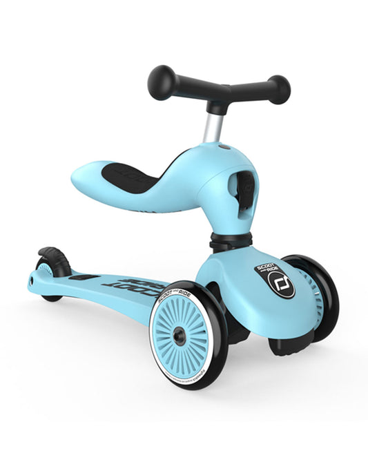 Scoot and Ride Highkick 1 Scooter-Easily Converts from Seat Scooter into Kickboard-Weight Shift Steering-Height Adjustable Seat & Handle-From 1 to 5Y (Upto 50 kg)-Blueberry