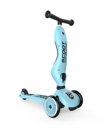 Scoot and Ride Highkick 1 Scooter-Easily Converts from Seat Scooter into Kickboard-Weight Shift Steering-Height Adjustable Seat & Handle-From 1 to 5Y (Upto 50 kg)-Blueberry