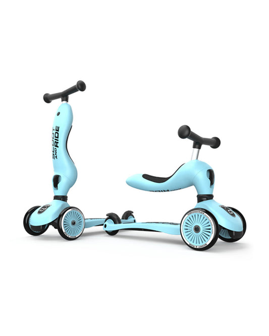 Scoot and Ride Highkick 1 Scooter-Easily Converts from Seat Scooter into Kickboard-Weight Shift Steering-Height Adjustable Seat & Handle-From 1 to 5Y (Upto 50 kg)-Blueberry
