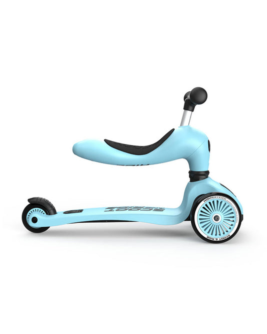 Scoot and Ride Highkick 1 Scooter-Easily Converts from Seat Scooter into Kickboard-Weight Shift Steering-Height Adjustable Seat & Handle-From 1 to 5Y (Upto 50 kg)-Blueberry