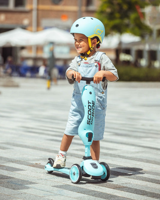 Scoot and Ride Highkick 1 Scooter-Easily Converts from Seat Scooter into Kickboard-Weight Shift Steering-Height Adjustable Seat & Handle-From 1 to 5Y (Upto 50 kg)-Blueberry