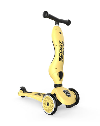 Scoot and Ride Highkick 1 Scooter-Easily Converts from Seat Scooter into Kickboard-Weight Shift Steering-Height Adjustable Seat & Handle-From 1 to 5Y (Upto 50 kg)-Lemon