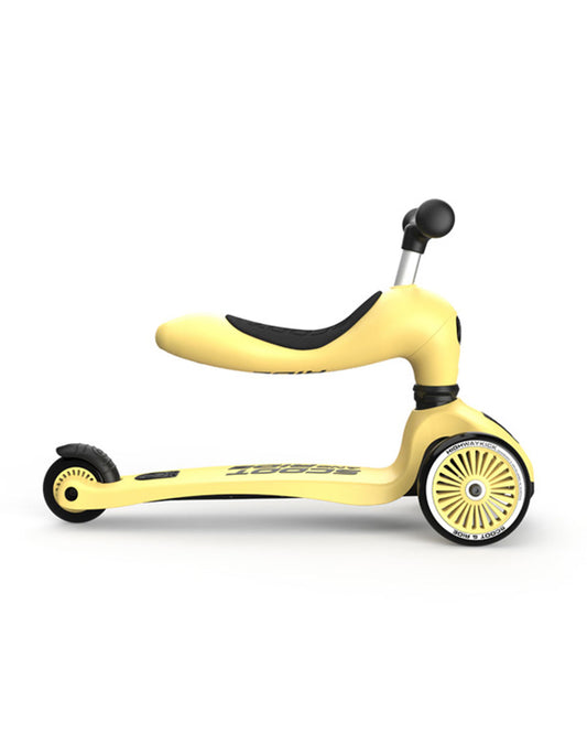 Scoot and Ride Highkick 1 Scooter-Easily Converts from Seat Scooter into Kickboard-Weight Shift Steering-Height Adjustable Seat & Handle-From 1 to 5Y (Upto 50 kg)-Lemon