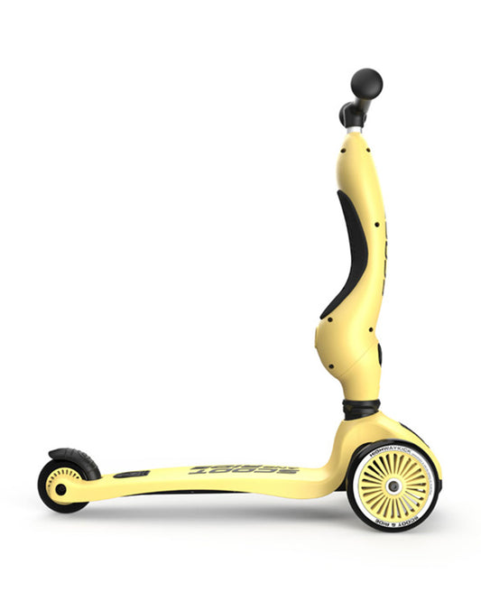 Scoot and Ride Highkick 1 Scooter-Easily Converts from Seat Scooter into Kickboard-Weight Shift Steering-Height Adjustable Seat & Handle-From 1 to 5Y (Upto 50 kg)-Lemon