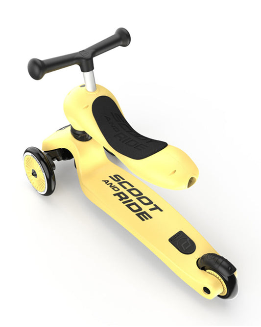 Scoot and Ride Highkick 1 Scooter-Easily Converts from Seat Scooter into Kickboard-Weight Shift Steering-Height Adjustable Seat & Handle-From 1 to 5Y (Upto 50 kg)-Lemon