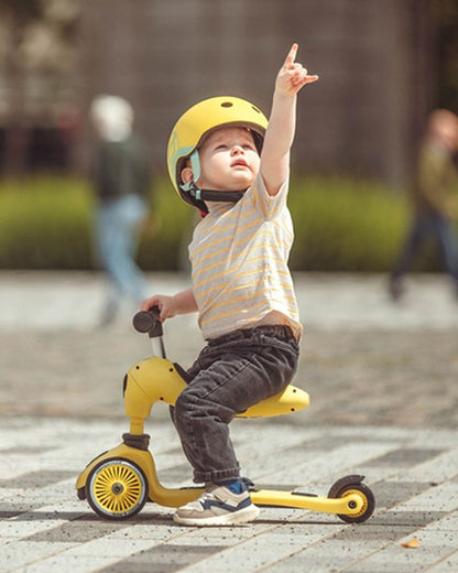Scoot and Ride Highkick 1 Scooter-Easily Converts from Seat Scooter into Kickboard-Weight Shift Steering-Height Adjustable Seat & Handle-From 1 to 5Y (Upto 50 kg)-Lemon