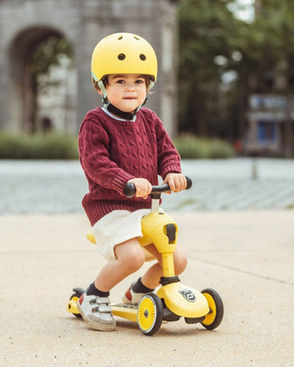 Scoot and Ride Highkick 1 Scooter-Easily Converts from Seat Scooter into Kickboard-Weight Shift Steering-Height Adjustable Seat & Handle-From 1 to 5Y (Upto 50 kg)-Lemon