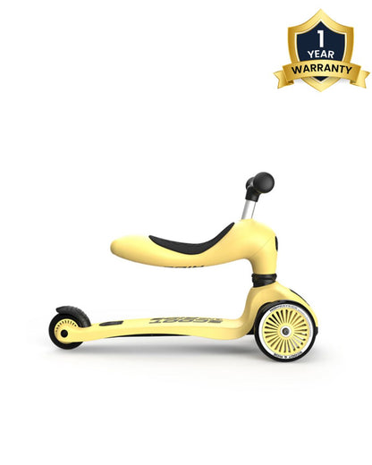 Scoot and Ride Highkick 1 Scooter-Easily Converts from Seat Scooter into Kickboard-Weight Shift Steering-Height Adjustable Seat & Handle-From 1 to 5Y (Upto 50 kg)-Lemon