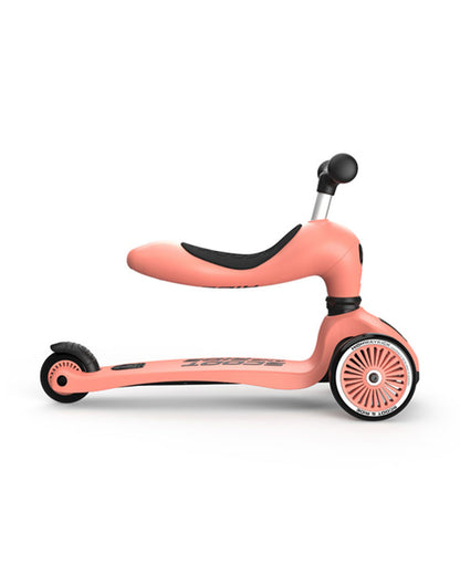Scoot and Ride Highkick 1 Scooter-Easily Converts from Seat Scooter into Kickboard-Weight Shift Steering-Height Adjustable Seat & Handle-From 1 to 5Y (Upto 50 kg)-Peach