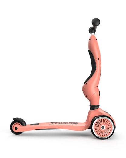 Scoot and Ride Highkick 1 Scooter-Easily Converts from Seat Scooter into Kickboard-Weight Shift Steering-Height Adjustable Seat & Handle-From 1 to 5Y (Upto 50 kg)-Peach