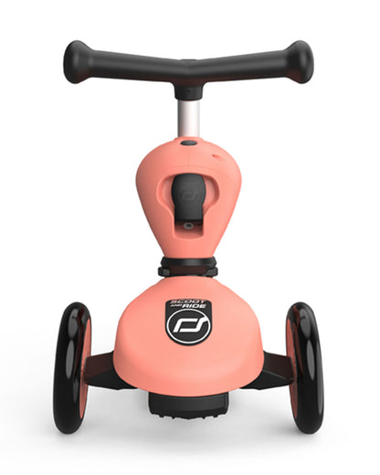 Scoot and Ride Highkick 1 Scooter-Easily Converts from Seat Scooter into Kickboard-Weight Shift Steering-Height Adjustable Seat & Handle-From 1 to 5Y (Upto 50 kg)-Peach