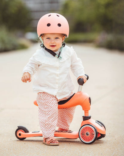 Scoot and Ride Highkick 1 Scooter-Easily Converts from Seat Scooter into Kickboard-Weight Shift Steering-Height Adjustable Seat & Handle-From 1 to 5Y (Upto 50 kg)-Peach