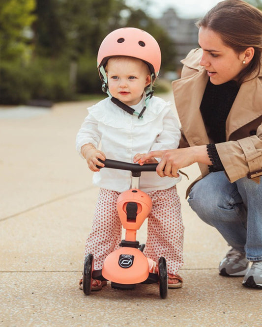 Scoot and Ride Highkick 1 Scooter-Easily Converts from Seat Scooter into Kickboard-Weight Shift Steering-Height Adjustable Seat & Handle-From 1 to 5Y (Upto 50 kg)-Peach
