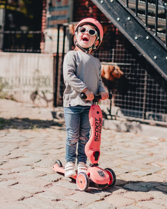 Scoot and Ride Highkick 1 Scooter-Easily Converts from Seat Scooter into Kickboard-Weight Shift Steering-Height Adjustable Seat & Handle-From 1 to 5Y (Upto 50 kg)-Peach