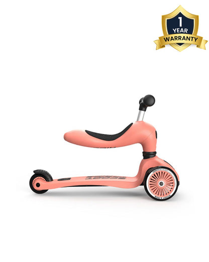 Scoot and Ride Highkick 1 Scooter-Easily Converts from Seat Scooter into Kickboard-Weight Shift Steering-Height Adjustable Seat & Handle-From 1 to 5Y (Upto 50 kg)-Peach